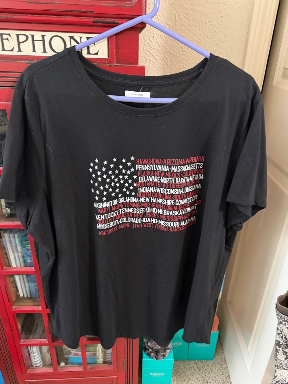 Maurices Black Graphic Tee with American Flag Text 3X